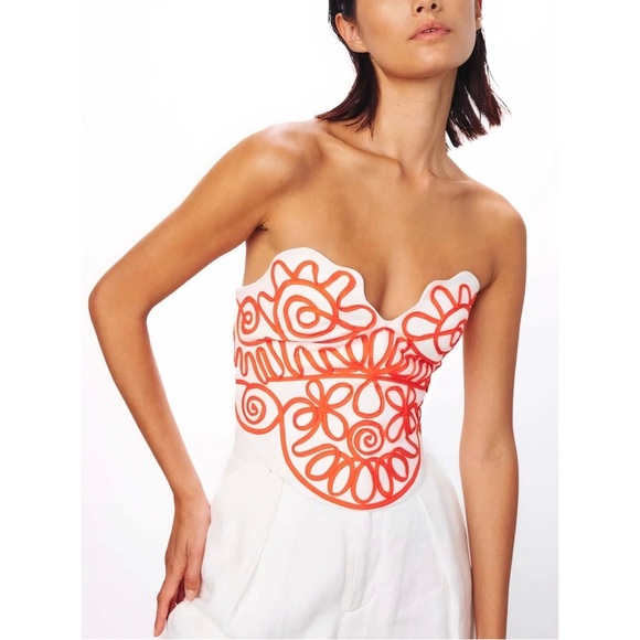 NWOT Mara Hoffman Cropped White Lena Corset Top